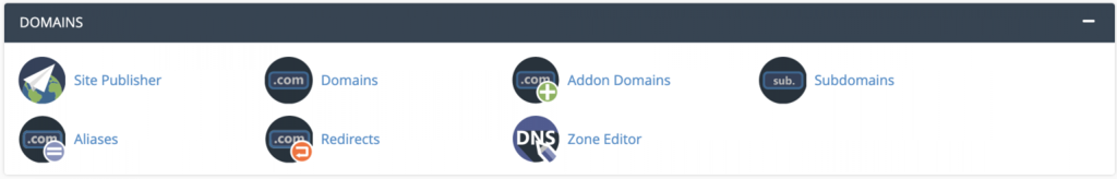 کنترل پنل سی پنل - CPanel ماژول مدیریت دامنه و تنظیمات DNS در سی پنل - Domains